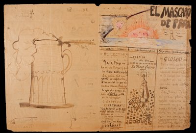 A máscara do arco. Título ilustrado e manuscrito de Santiago Rusiñol
