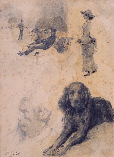Estudos de Figura e Estudo de Cachorro de Santiago Rusiñol