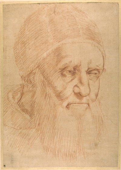 Papa Júlio II, depois de um desenho animado de Rafael (giz vermelho sobre papel fino oleado) de Sanzio of Urbino (follower of) Raphael
