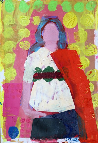 Elle #5, 2020 (acrílico sobre papel) de Sara Hayward