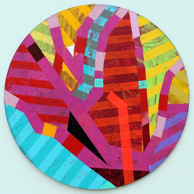 Twixt Heaven & Earth III-A (acrílico sobre tábua circular) de Sara Hayward