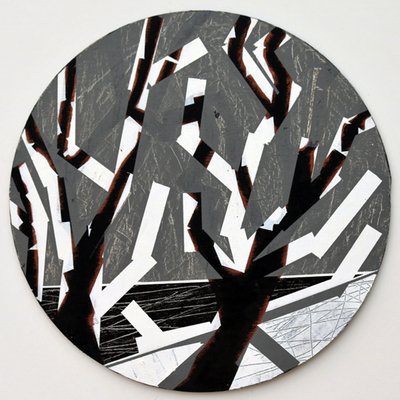 Twixt Heaven & Earth V-B (acrílico sobre tábua circular) de Sara Hayward