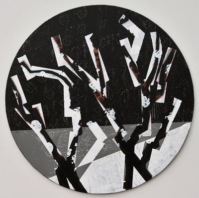 Twixt Heaven & Earth XI-B (acrílico sobre tábua circular) de Sara Hayward