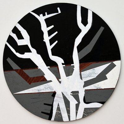 Twixt Heaven & Earth XIII-B (acrílico sobre tábua circular) de Sara Hayward