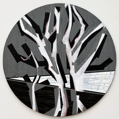 Twixt Heaven & Earth XVII-B (acrílico sobre tábua circular) de Sara Hayward