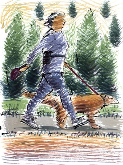 Andando o cão, 2009 (acrílico) de Sara Hayward
