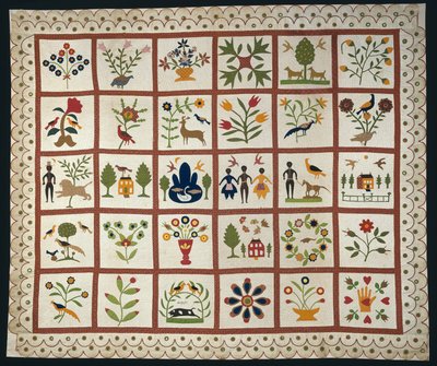 Cobertura de cama conhecida como Album Quilt de Sarah Ann Wilson