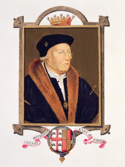 Retrato de Henry Bourchier (d.1539) 2º Conde de Essex de &39;Memórias do Tribunal da Rainha Elizabeth&39;, publicado em 1825 (wc e guache sobre papel) de Sarah Countess of Essex