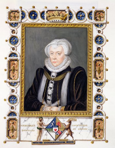 Retrato de Margaret Douglas (1515-78) Condessa de Lennox de &39;Memórias do Tribunal da Rainha Elizabeth&39;, publicado em 1825 (wc e guache sobre papel) de Sarah Countess of Essex