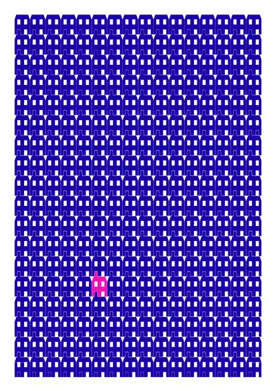 Impressão repetida da casa de papel azul, 2014 (impressão gráfica giclee) de Sarah Evans