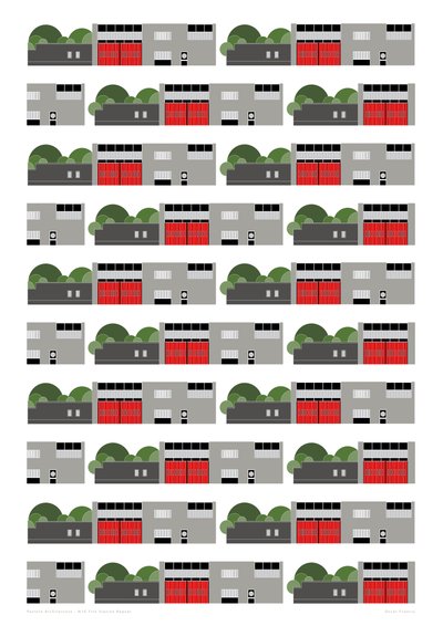 Repetição da impressão do quartel de bombeiros, 2014 (impressão gráfica giclee) de Sarah Evans