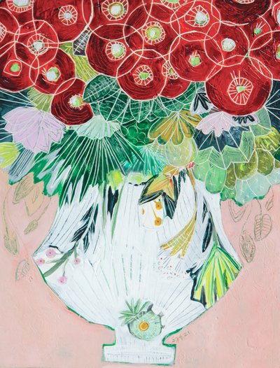 Vaso com motivos florais vibrantes de Sarah Fitzgerald