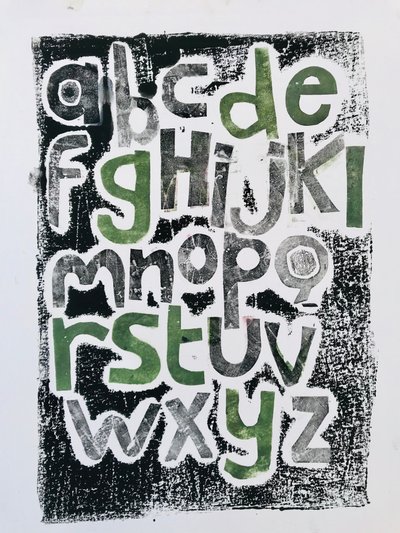 Alfabeto, 2020,(monoprint) de Sarah Thompson Engels