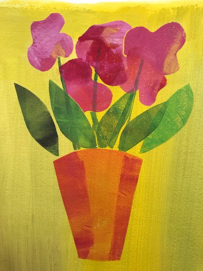 Flowerpot,2019,(monoprint) de Sarah Thompson Engels