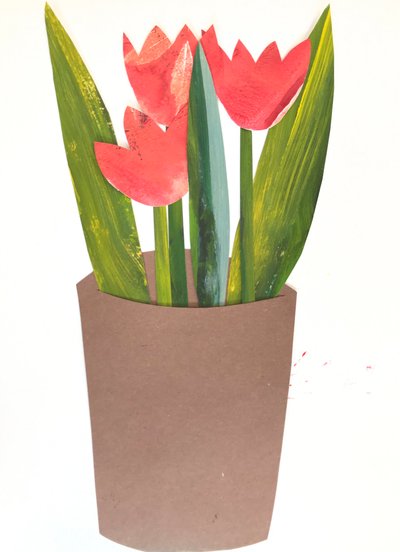 Tulipas em um pote,2018 (colagem) de Sarah Thompson Engels