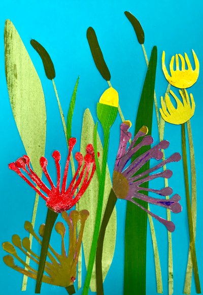 flores e gramíneas,2019 (colagem) de Sarah Thompson Engels