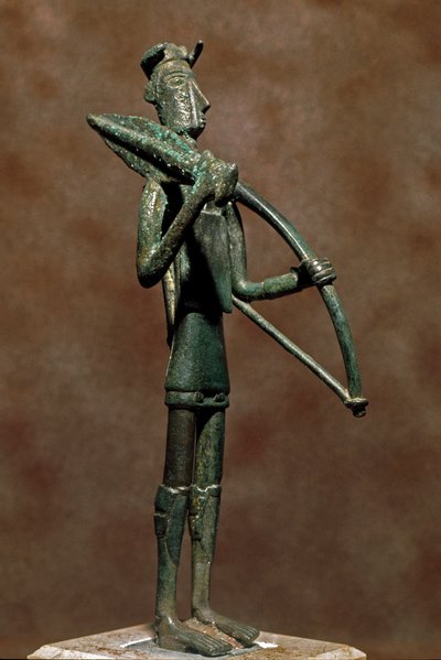 Cultura nuragínica (nuraghi) Sardenha: estatueta guerreira de bronze. Século VIII-7 AC. Cagliari, Museo Nazionale Archeologico, Sardenha, Itália de Sardinia Nuragic Civilization