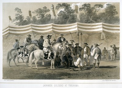 Soldados japoneses em Yukuhama, Japão, c1845 de Sarony and Co