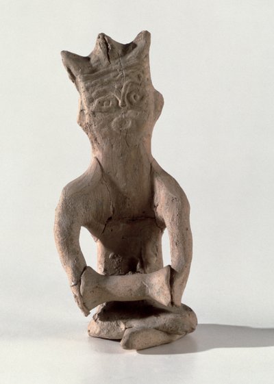 Figura de pernas cruzadas com um objeto pensado para ser um tambor, de Susa, Irã, 4º-6º século dC (osso) de Sasanian School