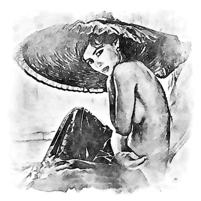 Mulher com um chapéu grande de SaskiaBJ