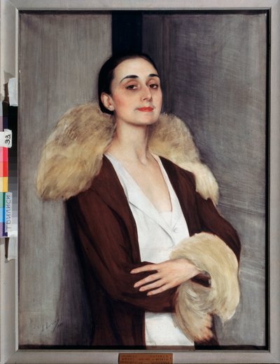 Retrato de Melita Tchalokashvili, século XX (têmpera) de Savelij Abramovich Sorin
