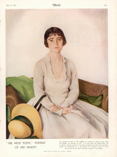 Retrato de Sua Majestade a Rainha Isabel (1900-2002) de "The Sketch de Savely Sorine