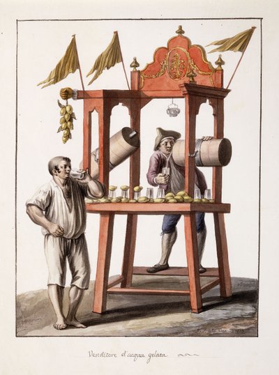 Vendedor de água gelada; Vendedor de água congelada, 1803 de Saviero Xavier della Gatta
