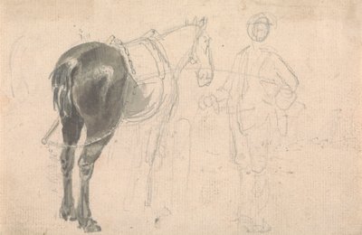Cavalo da quinta a ser mantido por um rapaz do estábulo de Sawrey Gilpin