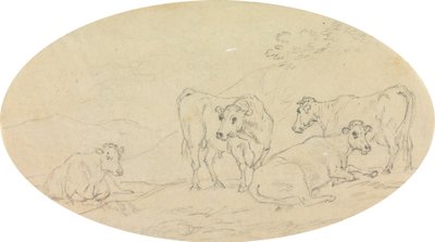 Quatro vacas num campo de Sawrey Gilpin