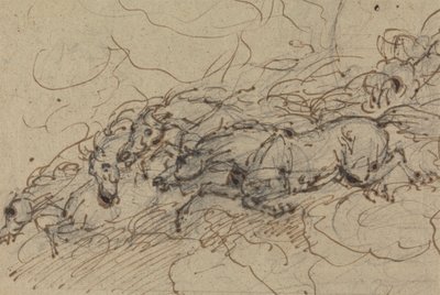 Quatro cavalos a galopar: (?) um estudo mitológico, possivelmente para a Carruagem de Phaeton de Sawrey Gilpin