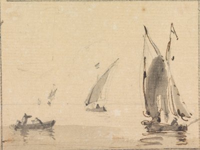 Barcos à vela no Mar Calmo de Sawrey Gilpin