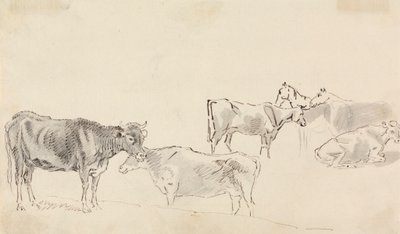 Estudo do gado com cavalos como pano de fundo de Sawrey Gilpin