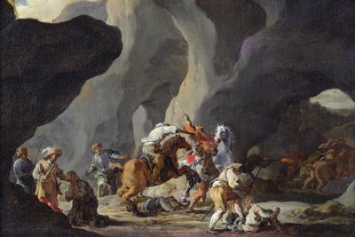 Ataque dos viajantes, c.1634-37 de Sébastien Bourdon