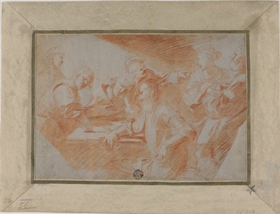 Grupo de figuras em torno do quadro de Sébastien Bourdon