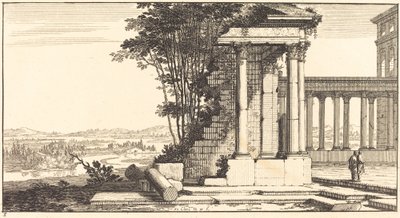 Paisagem com ruínas clássicas de Sébastien  Le Clerc I