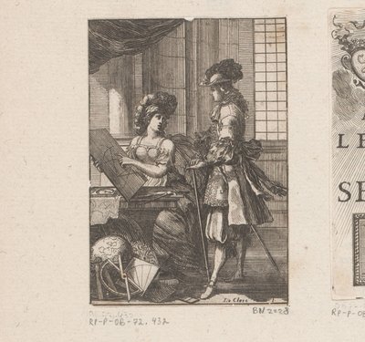 Geometria e homem jovem com desenho geométrico
Página de título para: Pratique de la géometrie, sur le papier et sur le terrain (...), 1669 de Sébastien Leclerc (I)