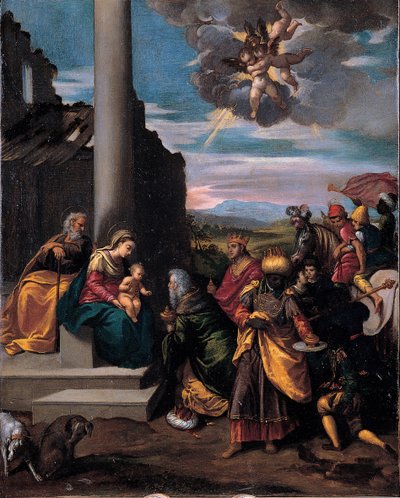 A Adoração dos Magos, 1575-1580 de Sigismondo Scarsellino