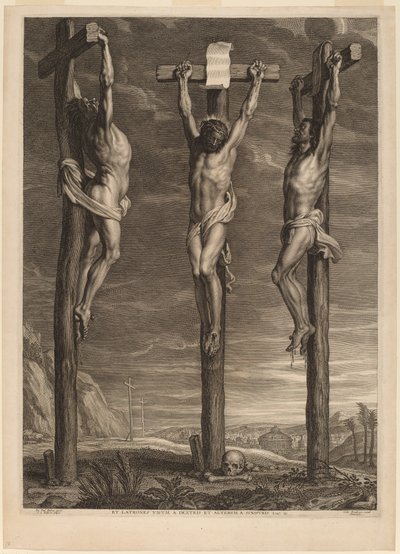 Cristo crucificado entre dois ladrões de Schelte Adams Bolswert after Sir Peter Paul Rubens