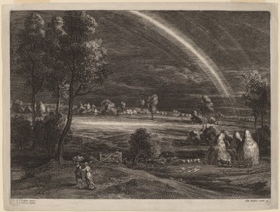 Paisagem com um grande arco-íris de Schelte Adams Bolswert after Sir Peter Paul Rubens