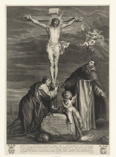 Cristo na Cruz com os Santos Catarina de Sena e Domingos sob a Cruz de Schelte Adamsz. Bolswert