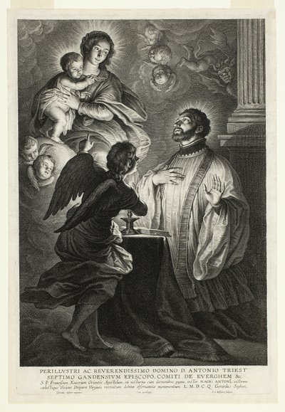 A Virgem e o Menino Aparecendo a São Francisco Xavier de Schelte Adamsz. Bolswert