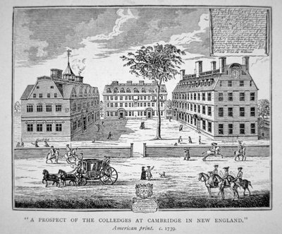 Harvard College, Cambridge, Massachusetts c.1739 (litho) de School American