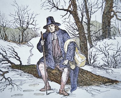 Roger Williams in the Wilderness (cor litho) de School American