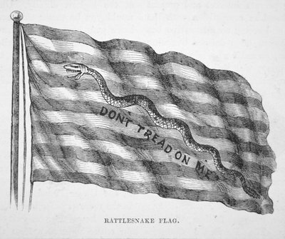 A bandeira naval americana, tal como foi hasteada por John Paul Jones (litho) de School American