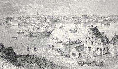 O ferry, Nova York, c.1750 (litho) de School American