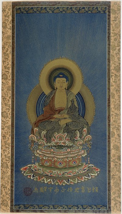 Pintura em seda - AMITABHA divinite Boudhist. de School Asian