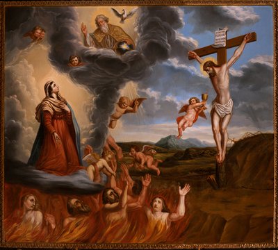 A mediação de Santa Maria para o purgatório. Fim do século XVII (pintura) de School Belgian
