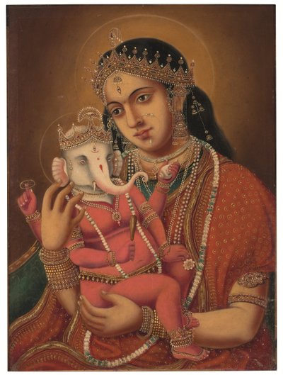 Sem título (Ganesh Janani), c. finais do século XIX (óleo sobre tela) de School Bengali