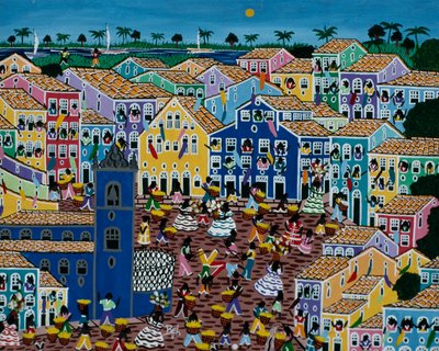 Mercado de pintura de arte ingênua, Estado da Bahia, Brasil de School Brazilian