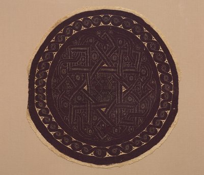 Roundel from a Curtain, 300s (chão liso com trama de tapeçaria e trama suplementar, linho não tingido e lã tingida) de School Byzantine
